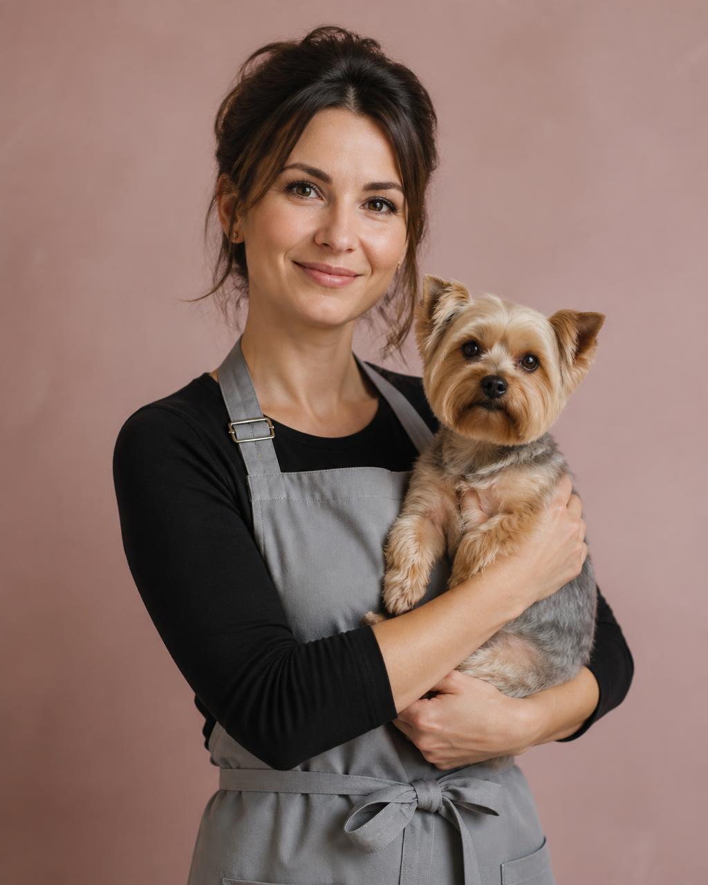Jennifer durante sus primeros años de formación en estilismo canino